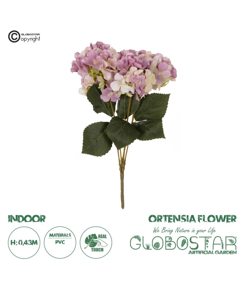 GloboStar® Artificial Garden PURPLE ORTENSIA GRASS BRANCH 21487 Τεχνητό Διακοσμητικό Κλαδί Μωβ Ορτανσίας Y43cm